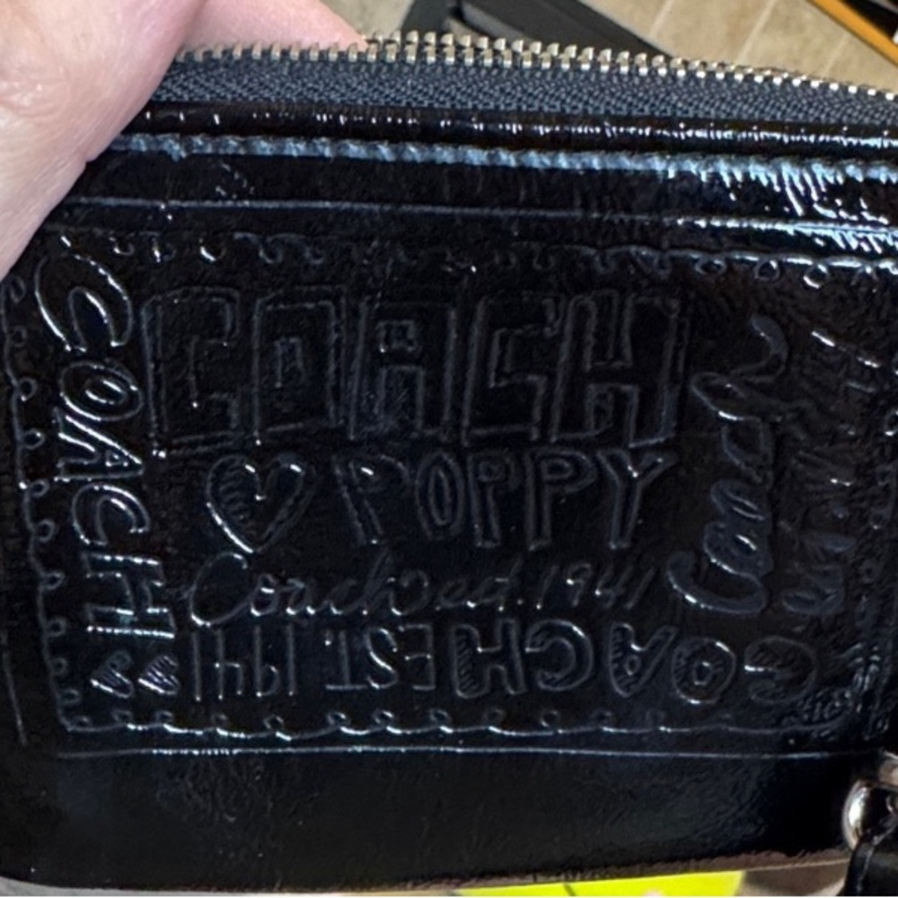 Coach Black Poppy Patent Leather Wristlet - Picture 10 of 10
